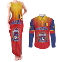 Custom Romania Volleyball Couples Matching Tank Maxi Dress and Long Sleeve Button Shirt Sporty Style