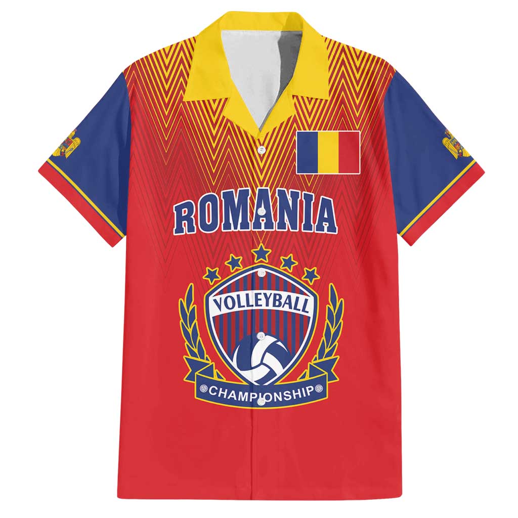 Custom Romania Volleyball Family Matching Long Sleeve Bodycon Dress and Hawaiian Shirt Sporty Style