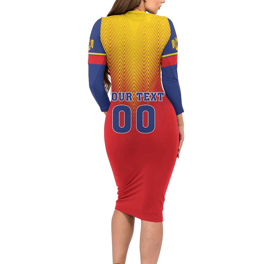 Custom Romania Volleyball Family Matching Long Sleeve Bodycon Dress and Hawaiian Shirt Sporty Style