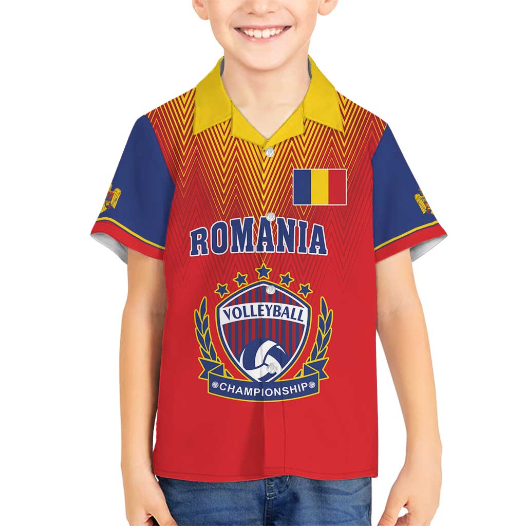 Custom Romania Volleyball Family Matching Long Sleeve Bodycon Dress and Hawaiian Shirt Sporty Style