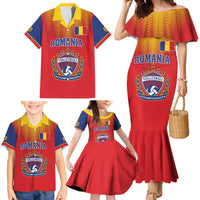 Custom Romania Volleyball Family Matching Mermaid Dress and Hawaiian Shirt Sporty Style