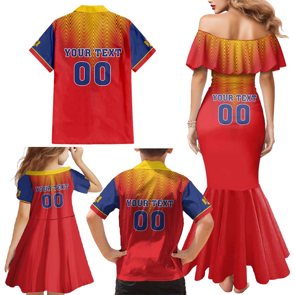 Custom Romania Volleyball Family Matching Mermaid Dress and Hawaiian Shirt Sporty Style