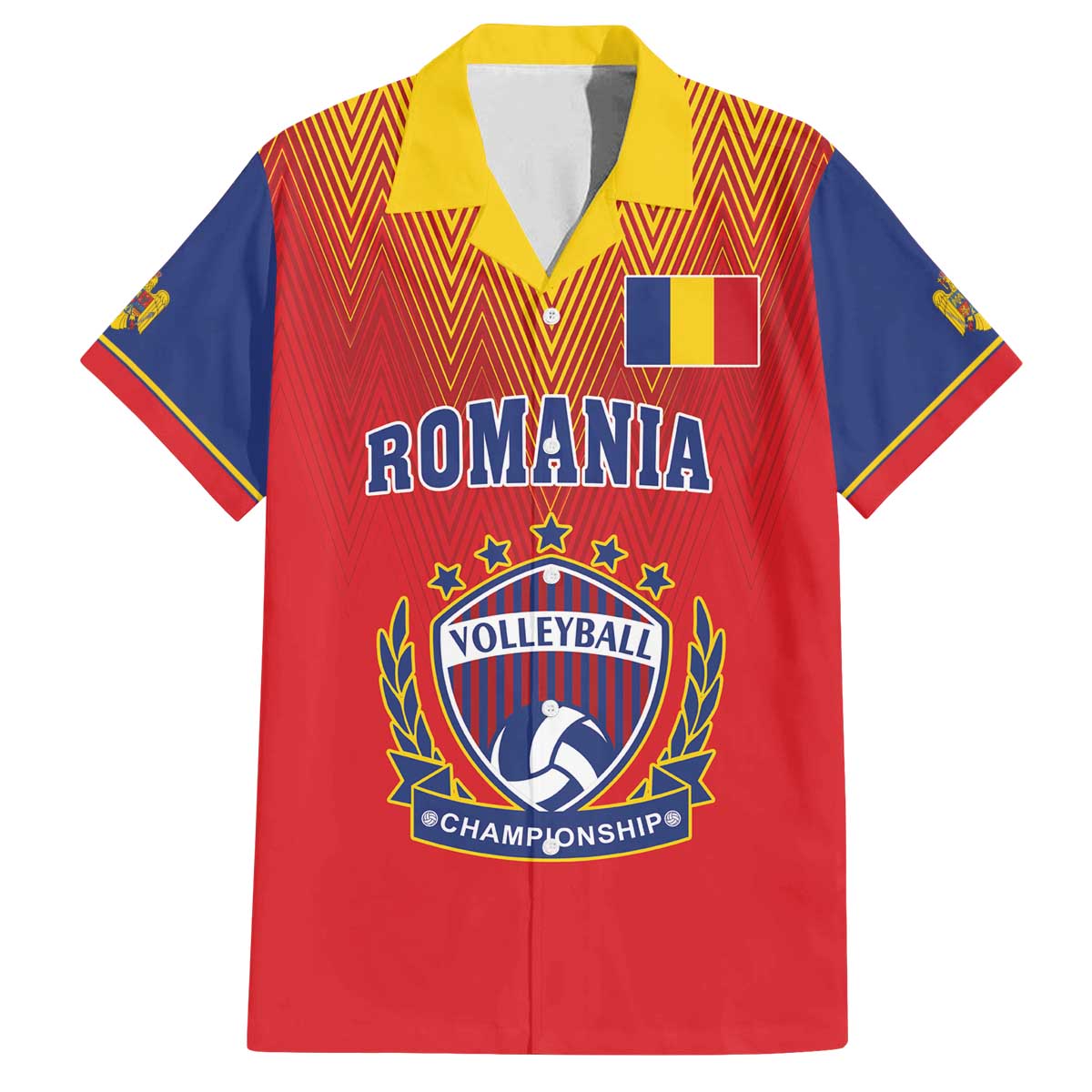 Custom Romania Volleyball Family Matching Off The Shoulder Long Sleeve Dress and Hawaiian Shirt Sporty Style