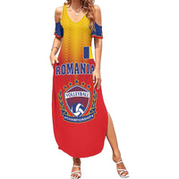 Custom Romania Volleyball Family Matching Summer Maxi Dress and Hawaiian Shirt Sporty Style