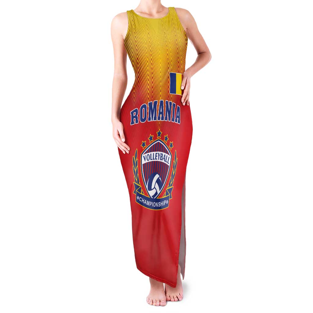 Custom Romania Volleyball Family Matching Tank Maxi Dress and Hawaiian Shirt Sporty Style