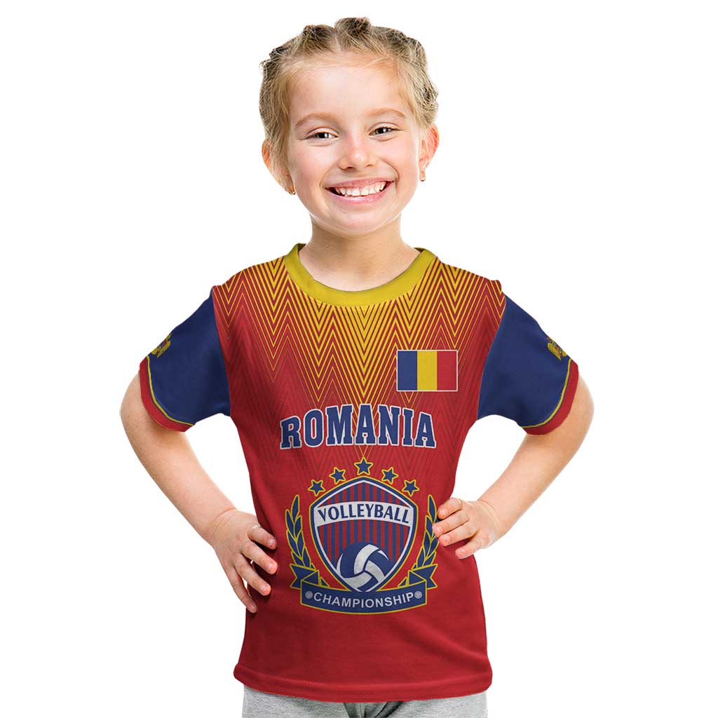 Custom Romania Volleyball Kid T Shirt Sporty Style