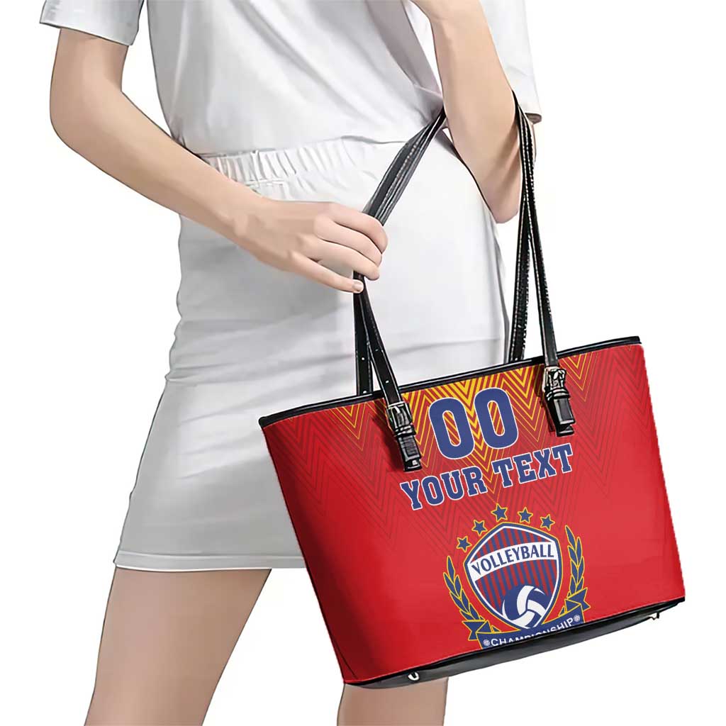 Custom Romania Volleyball Leather Tote Bag Sporty Style