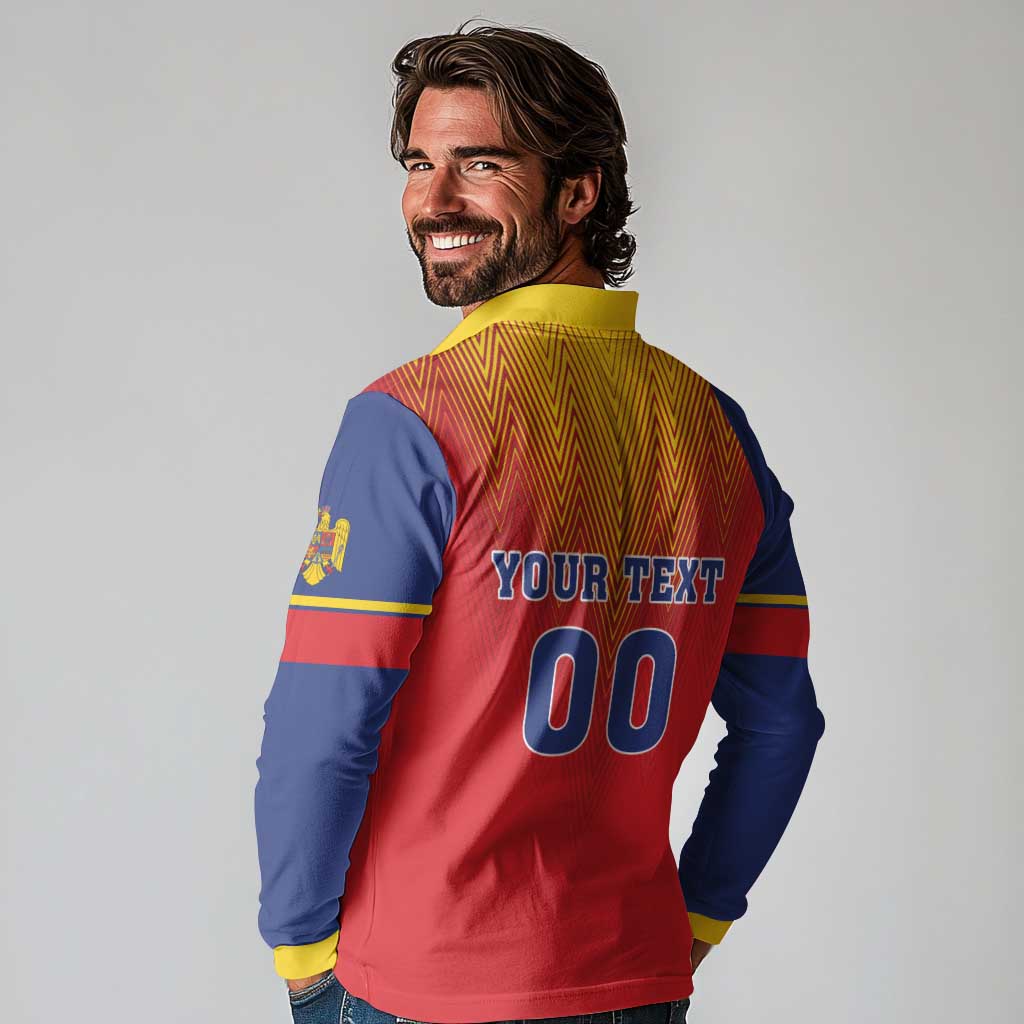 Custom Romania Volleyball Long Sleeve Polo Shirt Sporty Style