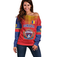 Custom Romania Volleyball Off Shoulder Sweater Sporty Style