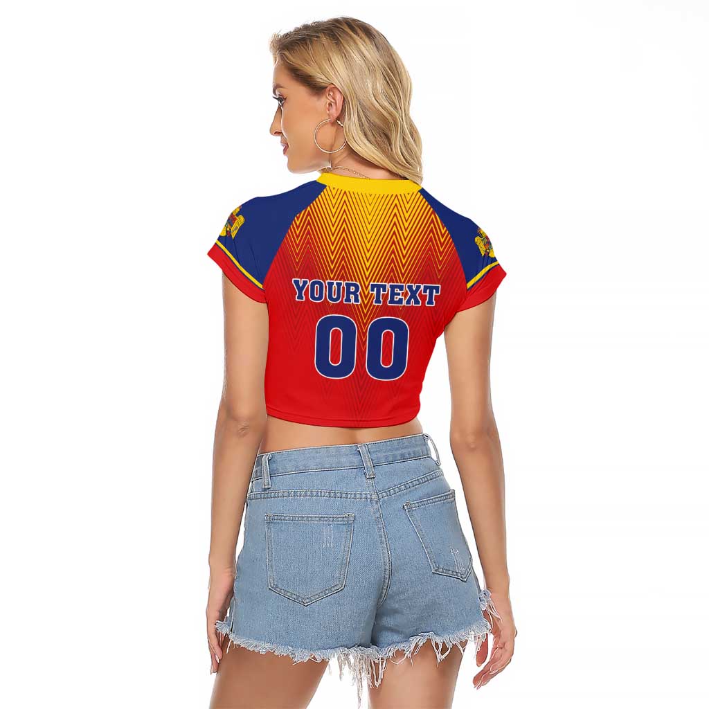 Custom Romania Volleyball Raglan Cropped T Shirt Sporty Style