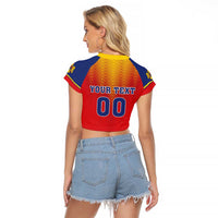 Custom Romania Volleyball Raglan Cropped T Shirt Sporty Style