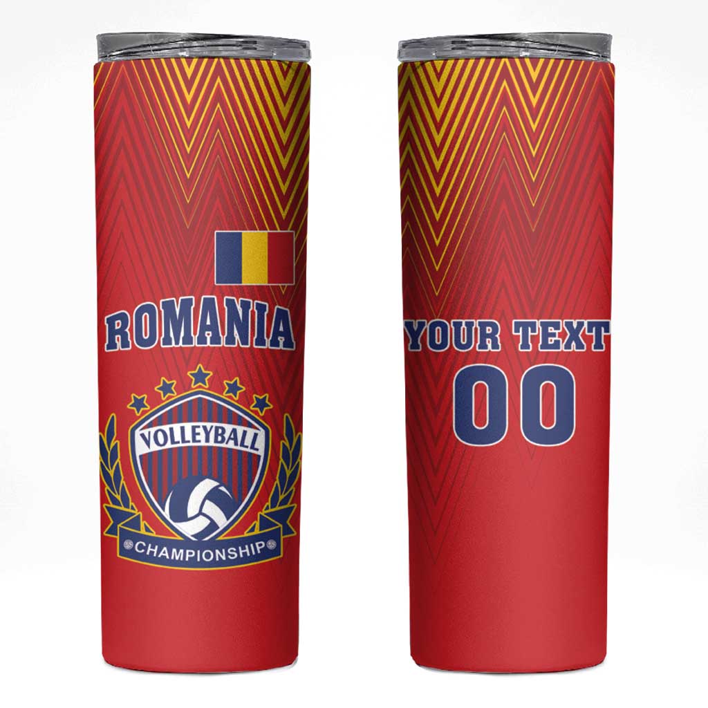 Custom Romania Volleyball Skinny Tumbler Sporty Style