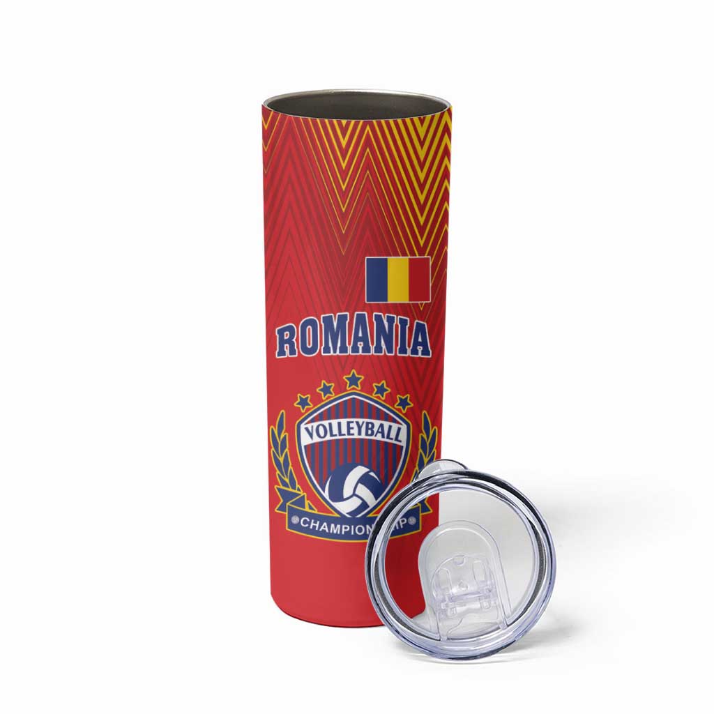 Custom Romania Volleyball Skinny Tumbler Sporty Style