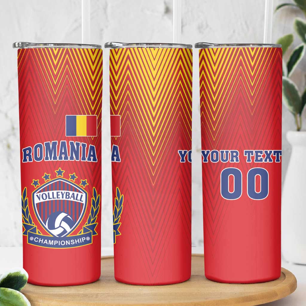 Custom Romania Volleyball Skinny Tumbler Sporty Style