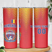 Custom Romania Volleyball Skinny Tumbler Sporty Style