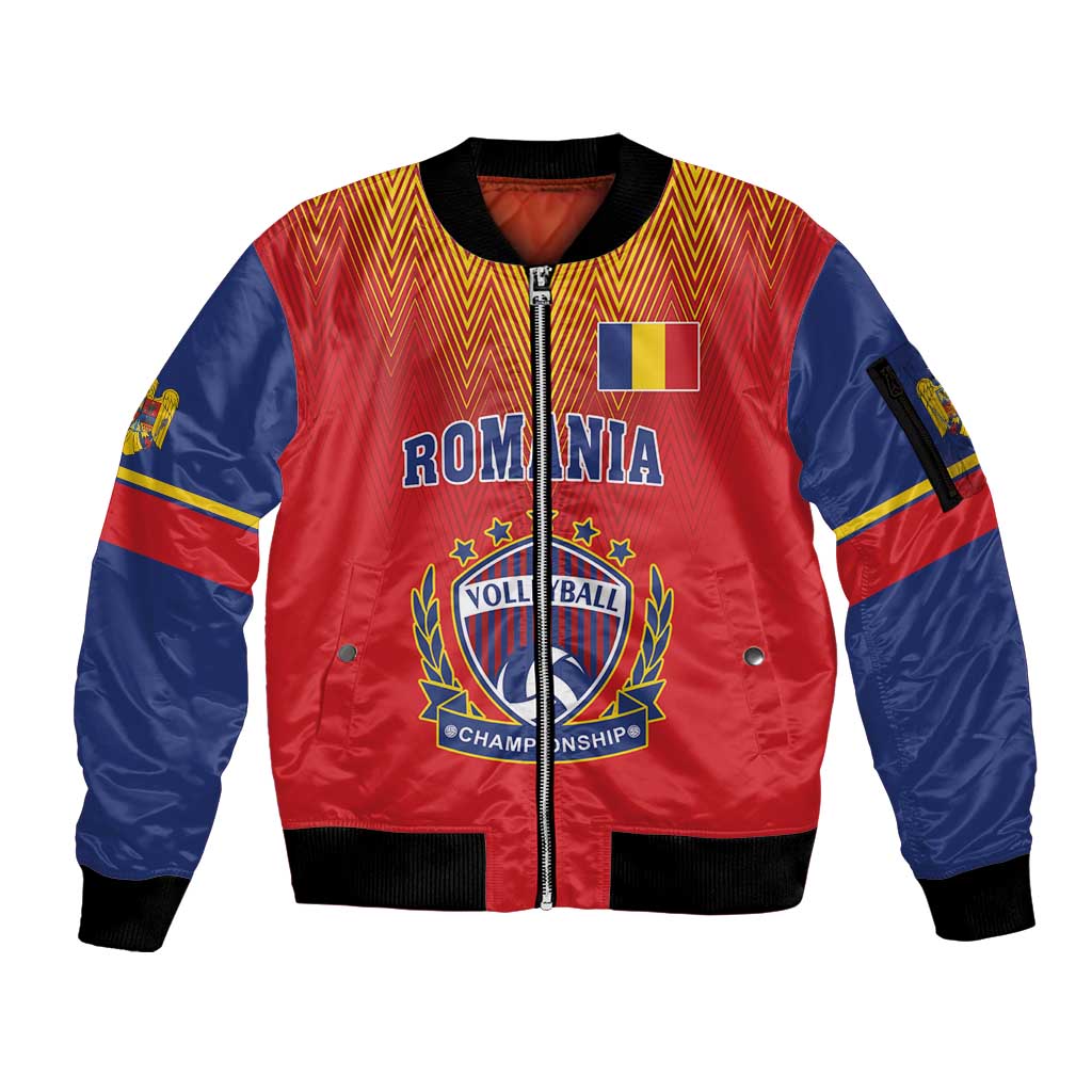 Custom Romania Volleyball Sleeve Zip Bomber Jacket Sporty Style