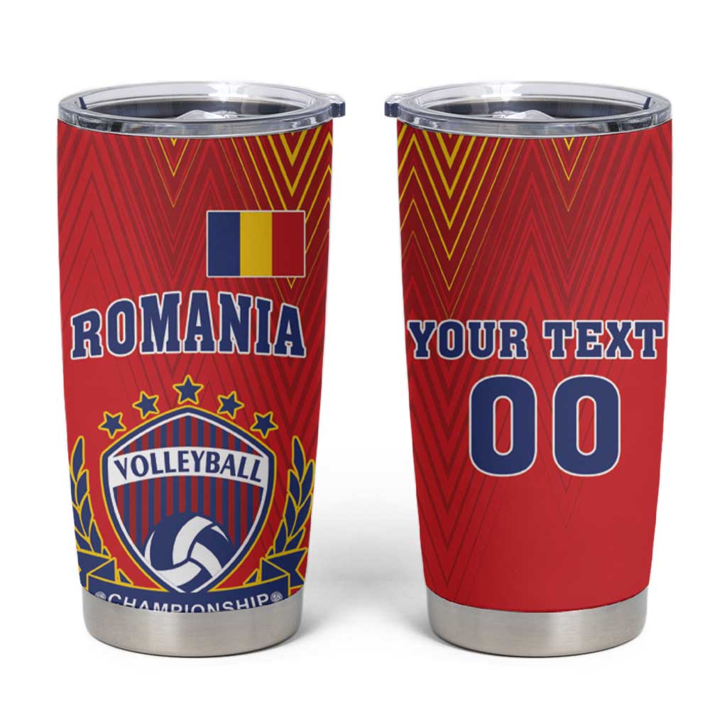 Custom Romania Volleyball Tumbler Cup Sporty Style