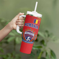 Custom Romania Volleyball Tumbler With Handle Sporty Style
