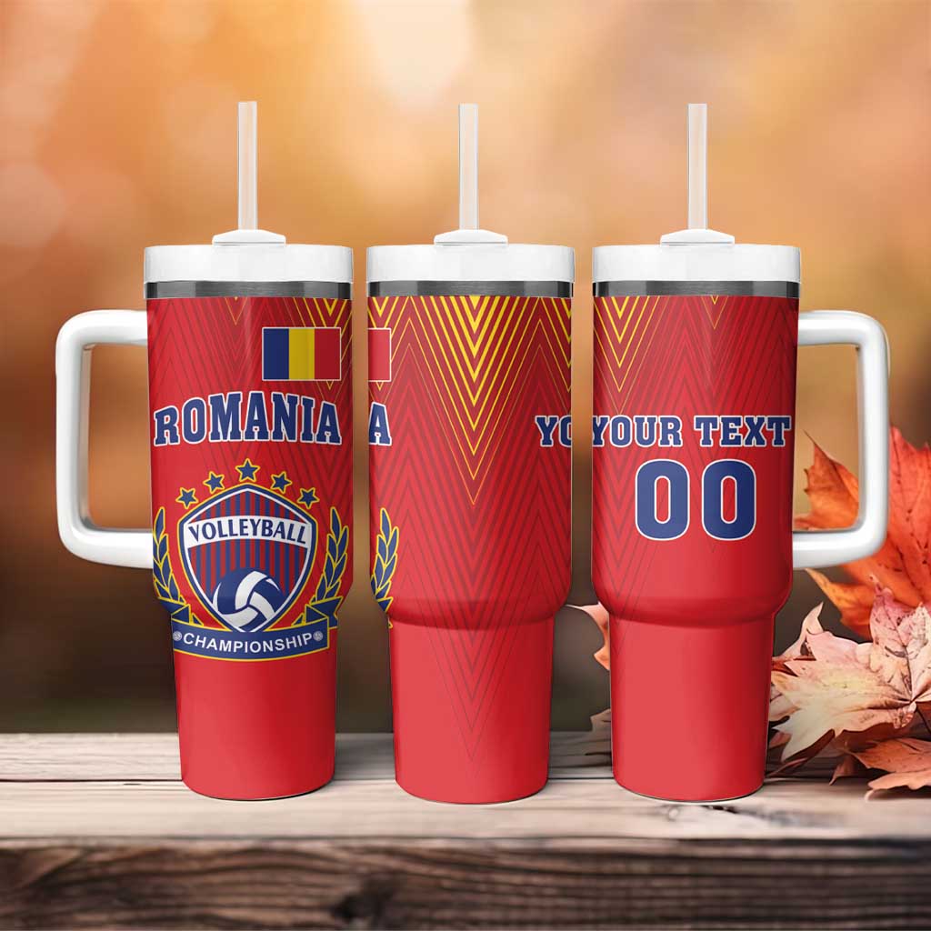 Custom Romania Volleyball Tumbler With Handle Sporty Style