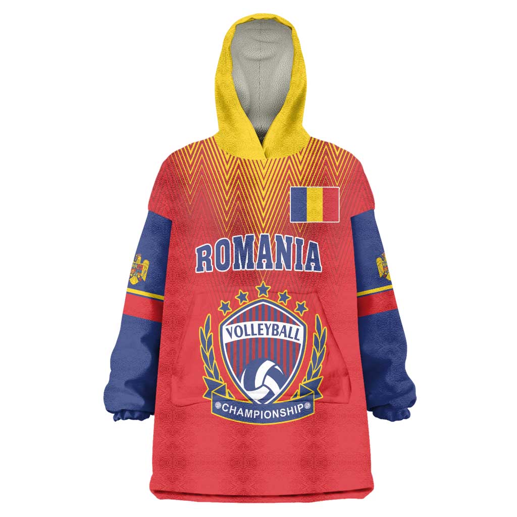 Custom Romania Volleyball Wearable Blanket Hoodie Sporty Style