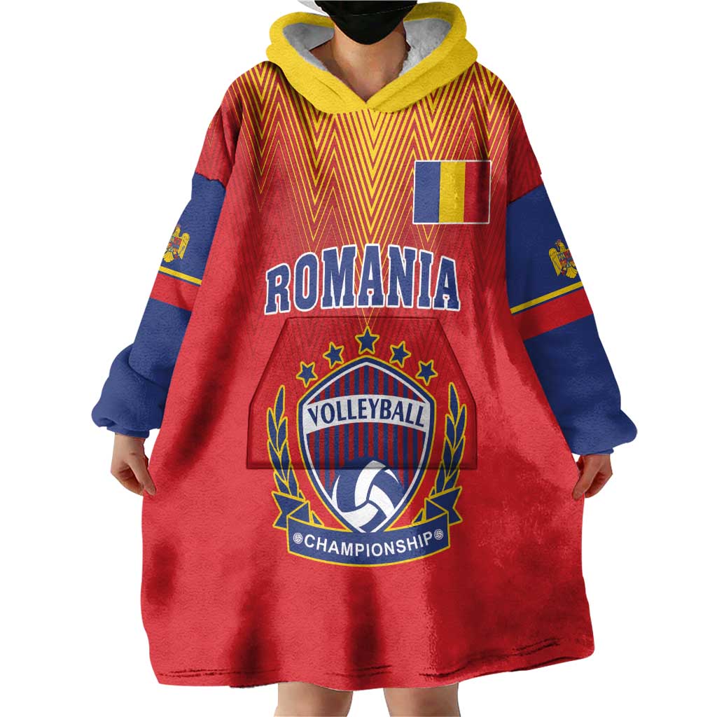 Custom Romania Volleyball Wearable Blanket Hoodie Sporty Style