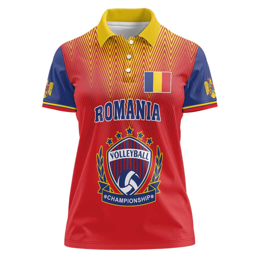 Custom Romania Volleyball Women Polo Shirt Sporty Style