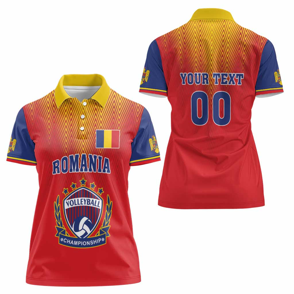 Custom Romania Volleyball Women Polo Shirt Sporty Style