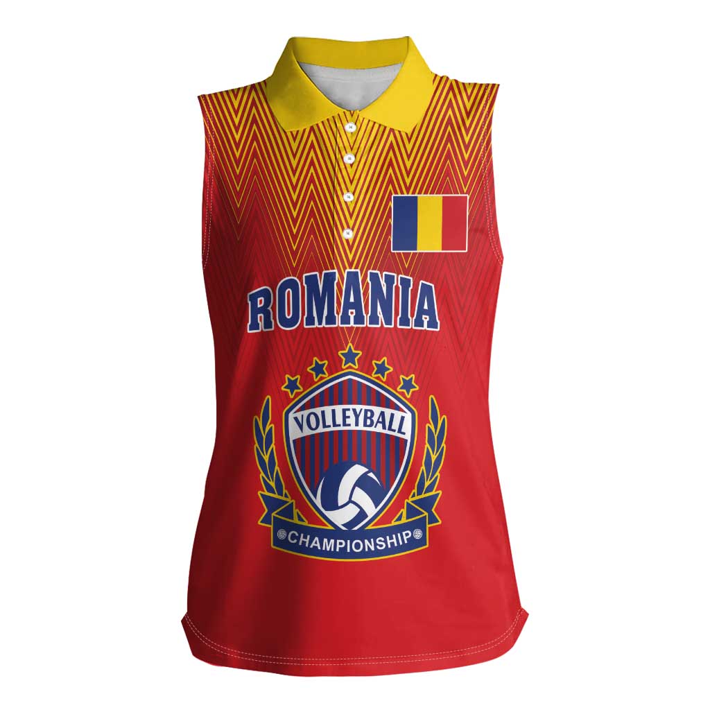 Custom Romania Volleyball Women Sleeveless Polo Shirt Sporty Style