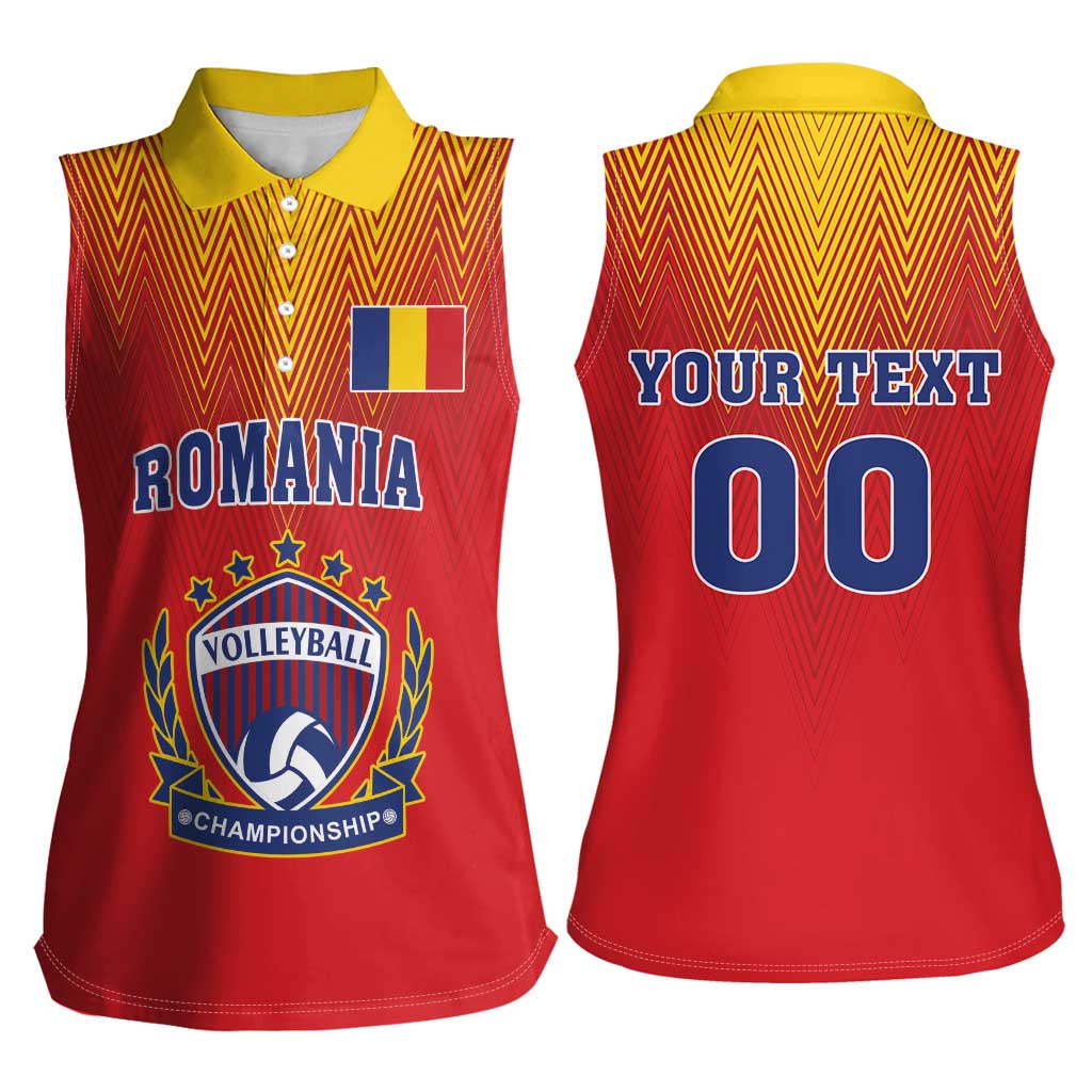 Custom Romania Volleyball Women Sleeveless Polo Shirt Sporty Style