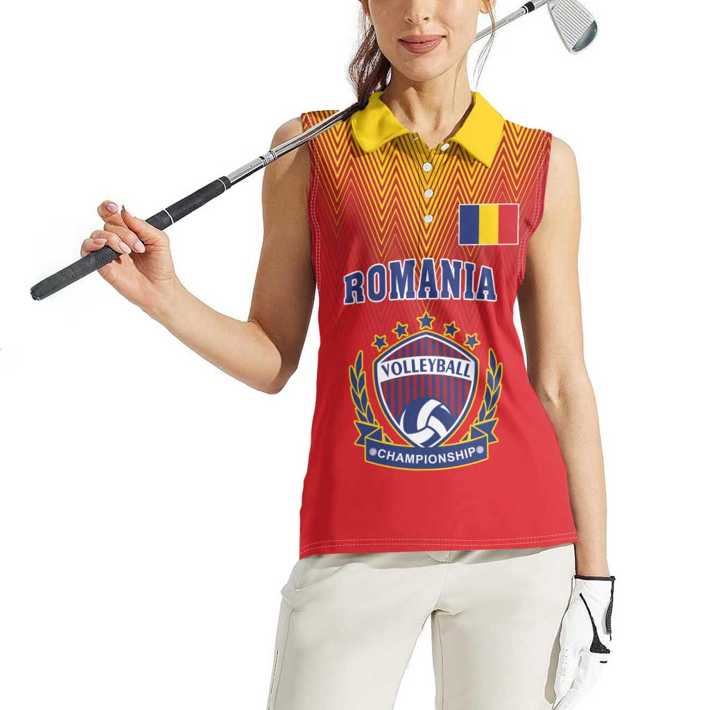 Custom Romania Volleyball Women Sleeveless Polo Shirt Sporty Style