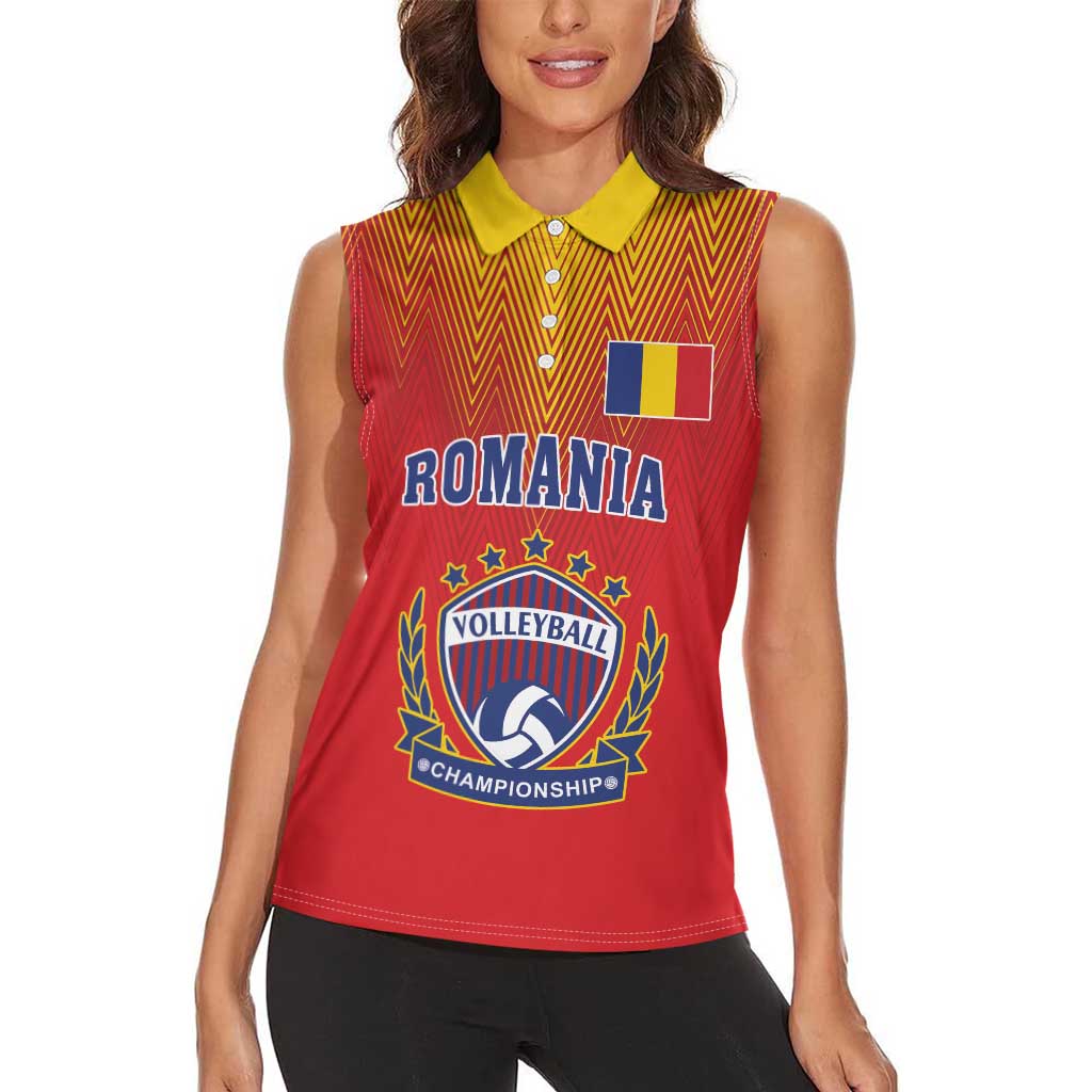 Custom Romania Volleyball Women Sleeveless Polo Shirt Sporty Style