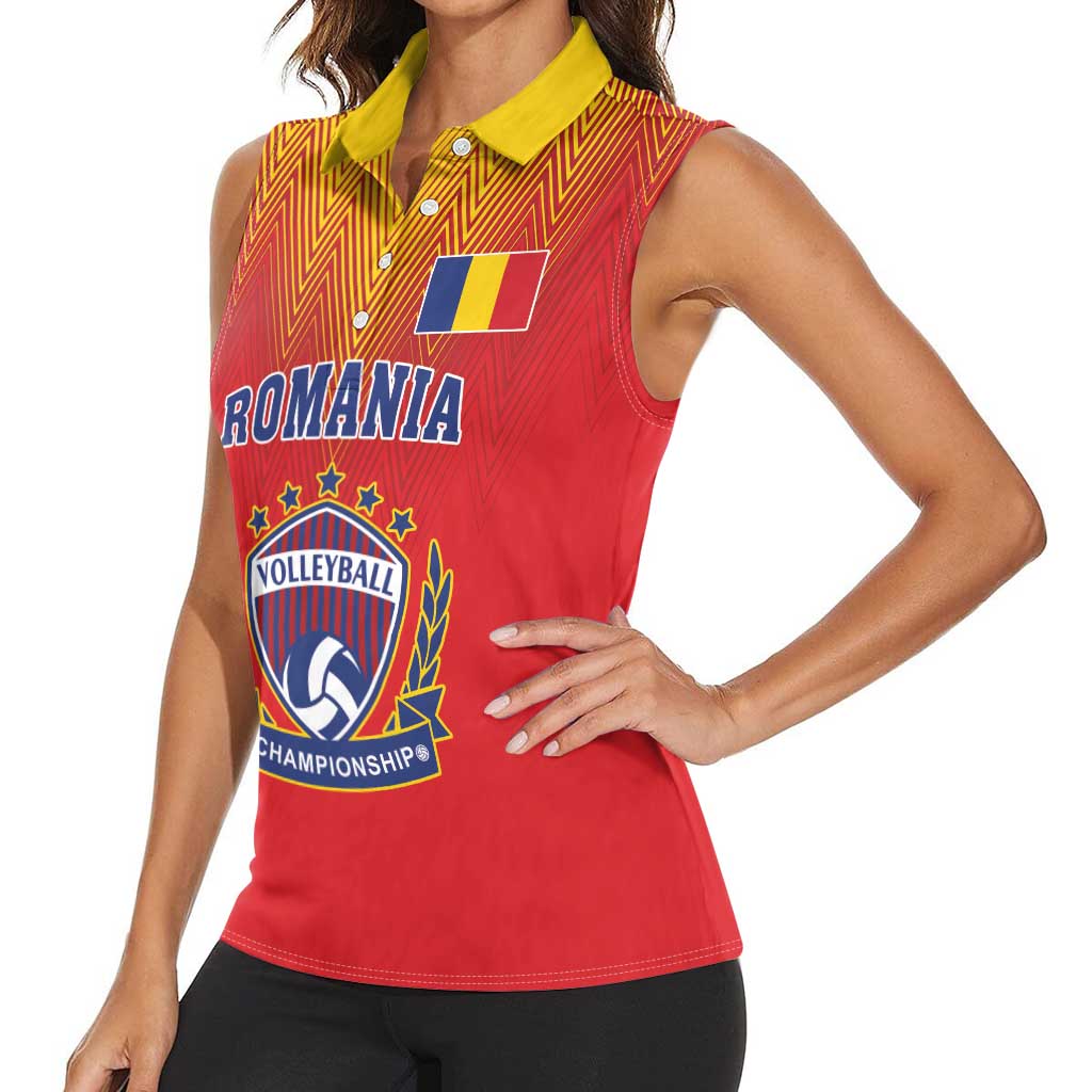 Custom Romania Volleyball Women Sleeveless Polo Shirt Sporty Style