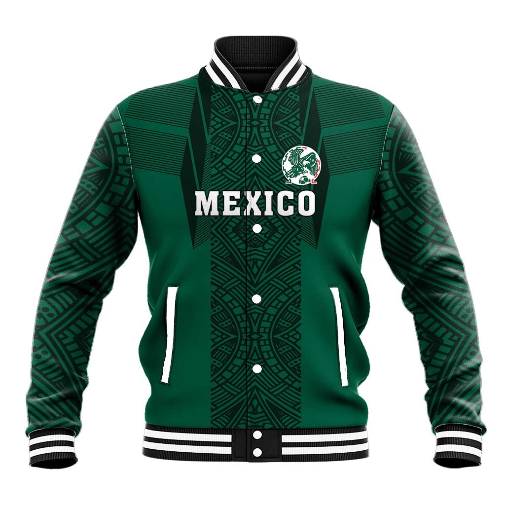 Custom Mexico Football Baseball Jacket El Tricolor Go Champions Aztec Pattern