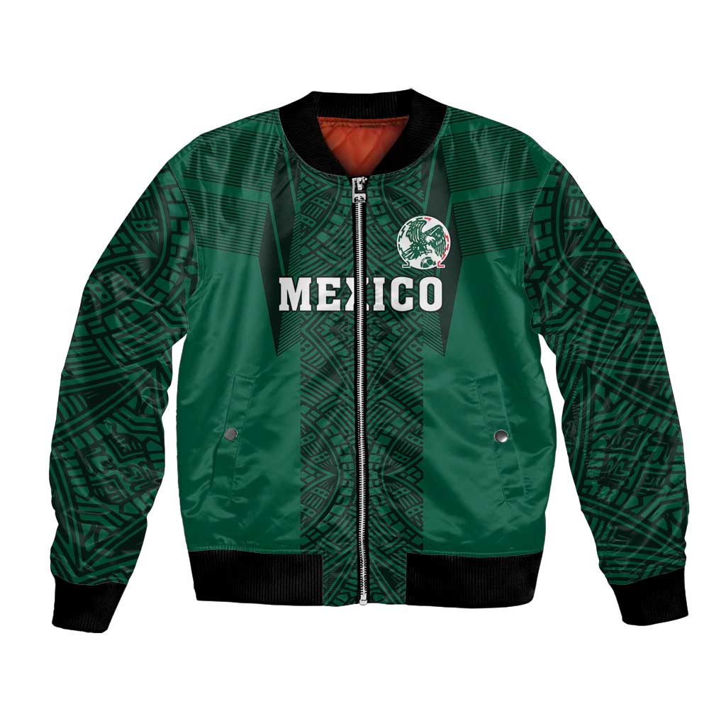 Custom Mexico Football Bomber Jacket El Tricolor Go Champions Aztec Pattern