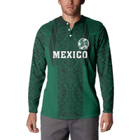 Custom Mexico Football Button Sweatshirt El Tricolor Go Champions Aztec Pattern