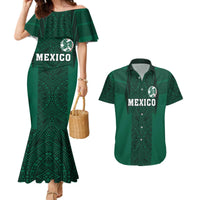 Custom Mexico Football Couples Matching Mermaid Dress and Hawaiian Shirt El Tricolor Go Champions Aztec Pattern