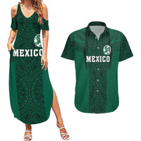 Custom Mexico Football Couples Matching Summer Maxi Dress and Hawaiian Shirt El Tricolor Go Champions Aztec Pattern