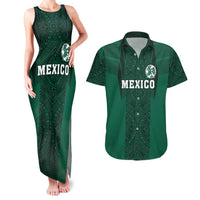 Custom Mexico Football Couples Matching Tank Maxi Dress and Hawaiian Shirt El Tricolor Go Champions Aztec Pattern