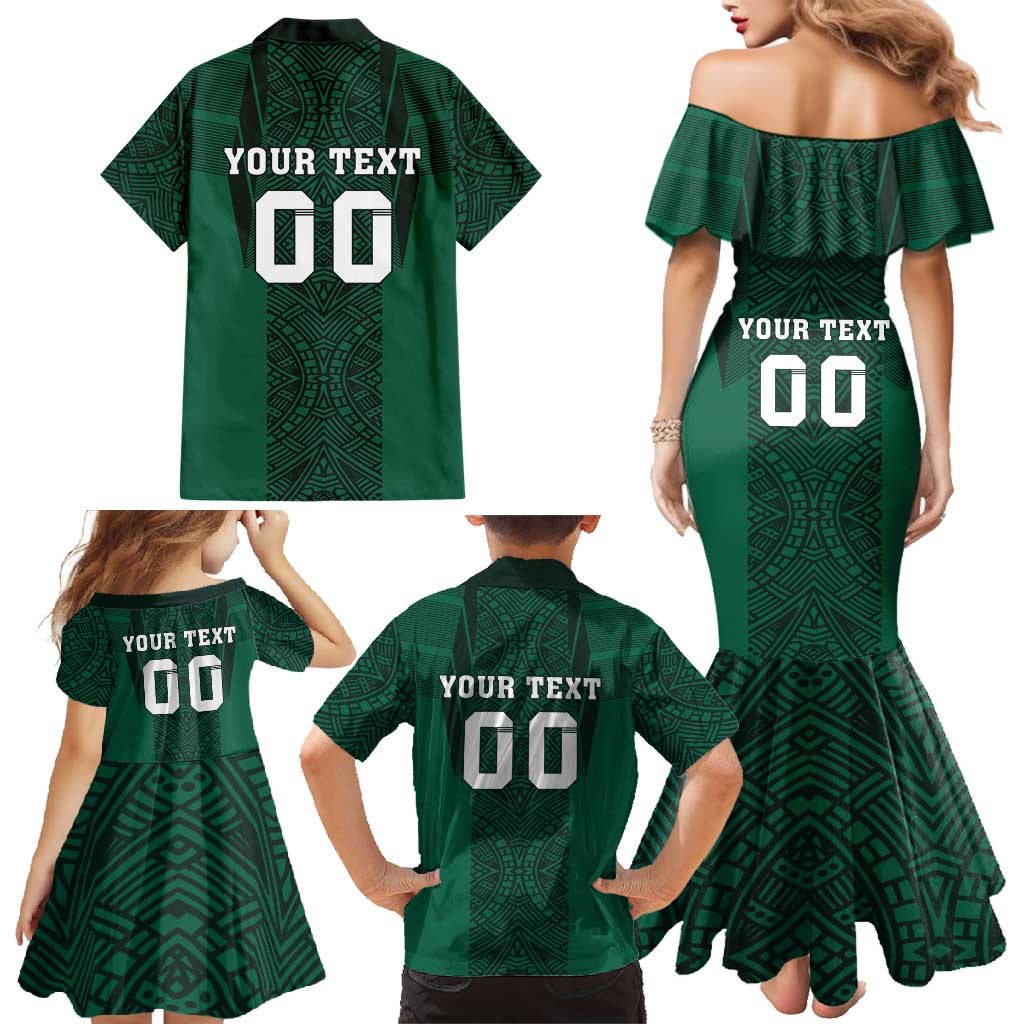 Custom Mexico Football Family Matching Mermaid Dress and Hawaiian Shirt El Tricolor Go Champions Aztec Pattern