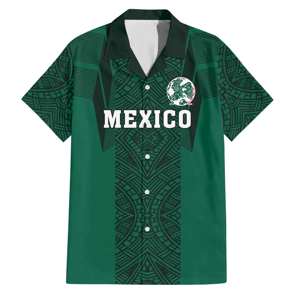 Custom Mexico Football Family Matching Mermaid Dress and Hawaiian Shirt El Tricolor Go Champions Aztec Pattern