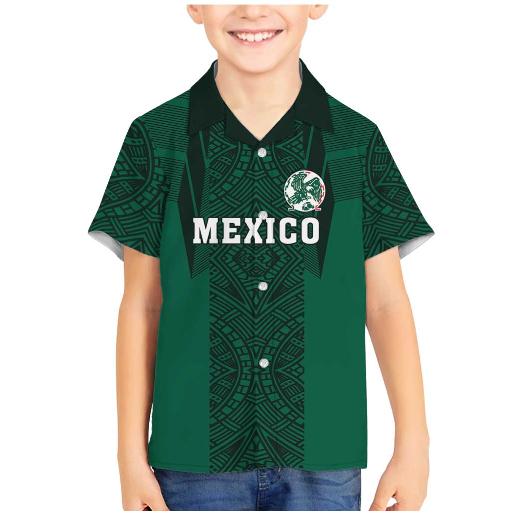 Custom Mexico Football Family Matching Mermaid Dress and Hawaiian Shirt El Tricolor Go Champions Aztec Pattern