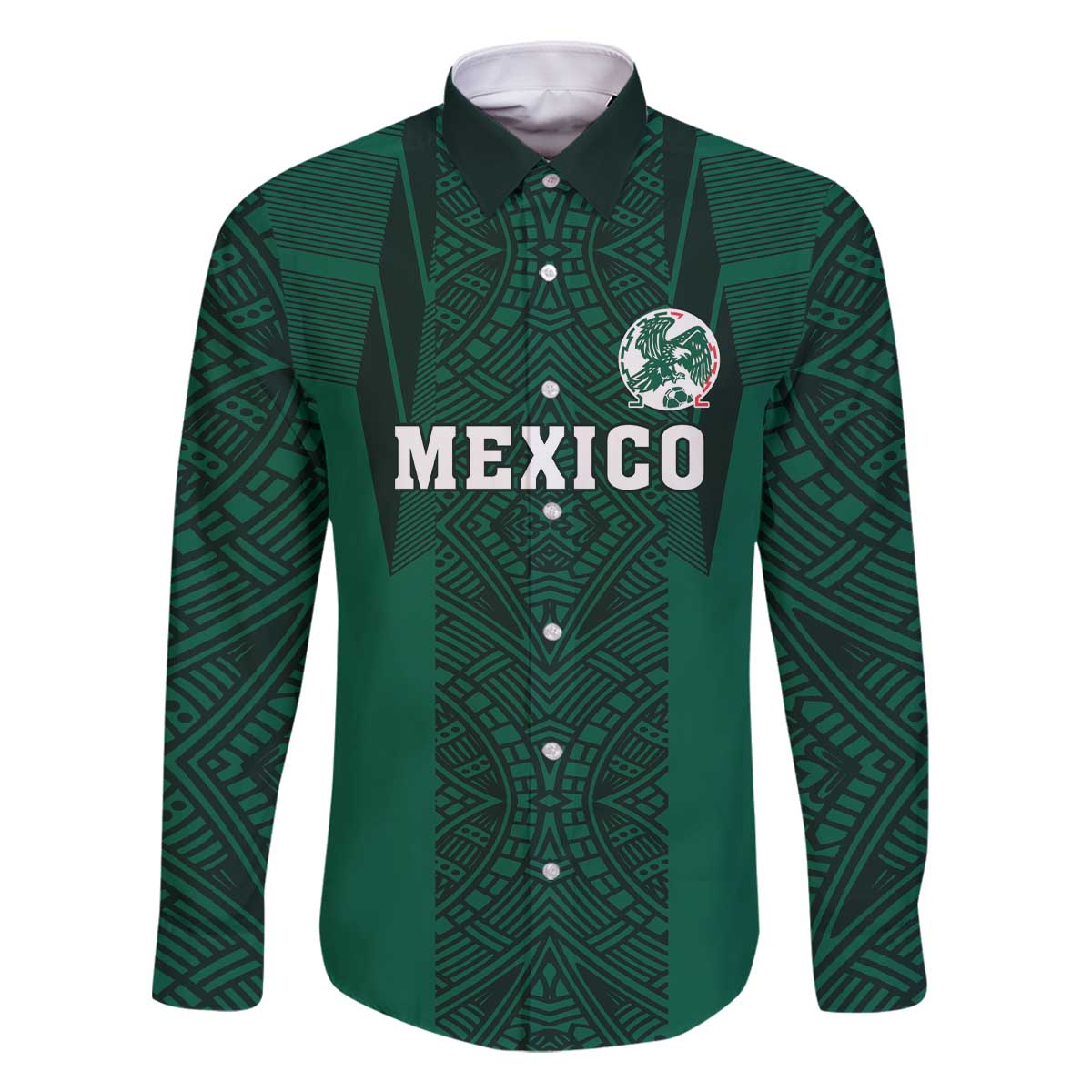 Custom Mexico Football Family Matching Off The Shoulder Long Sleeve Dress and Hawaiian Shirt El Tricolor Go Champions Aztec Pattern
