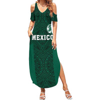 Custom Mexico Football Family Matching Summer Maxi Dress and Hawaiian Shirt El Tricolor Go Champions Aztec Pattern
