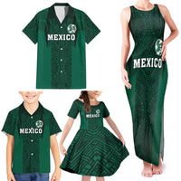 Custom Mexico Football Family Matching Tank Maxi Dress and Hawaiian Shirt El Tricolor Go Champions Aztec Pattern