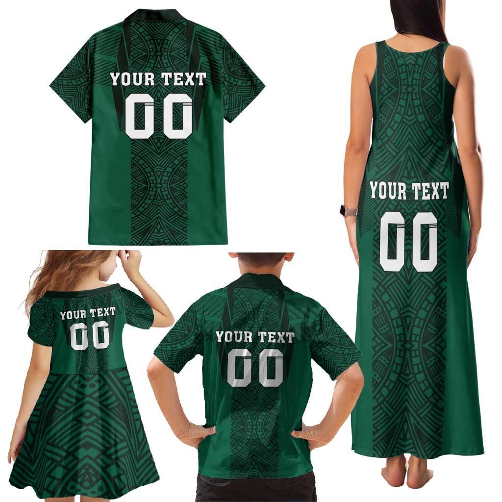Custom Mexico Football Family Matching Tank Maxi Dress and Hawaiian Shirt El Tricolor Go Champions Aztec Pattern