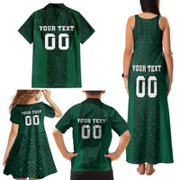 Custom Mexico Football Family Matching Tank Maxi Dress and Hawaiian Shirt El Tricolor Go Champions Aztec Pattern