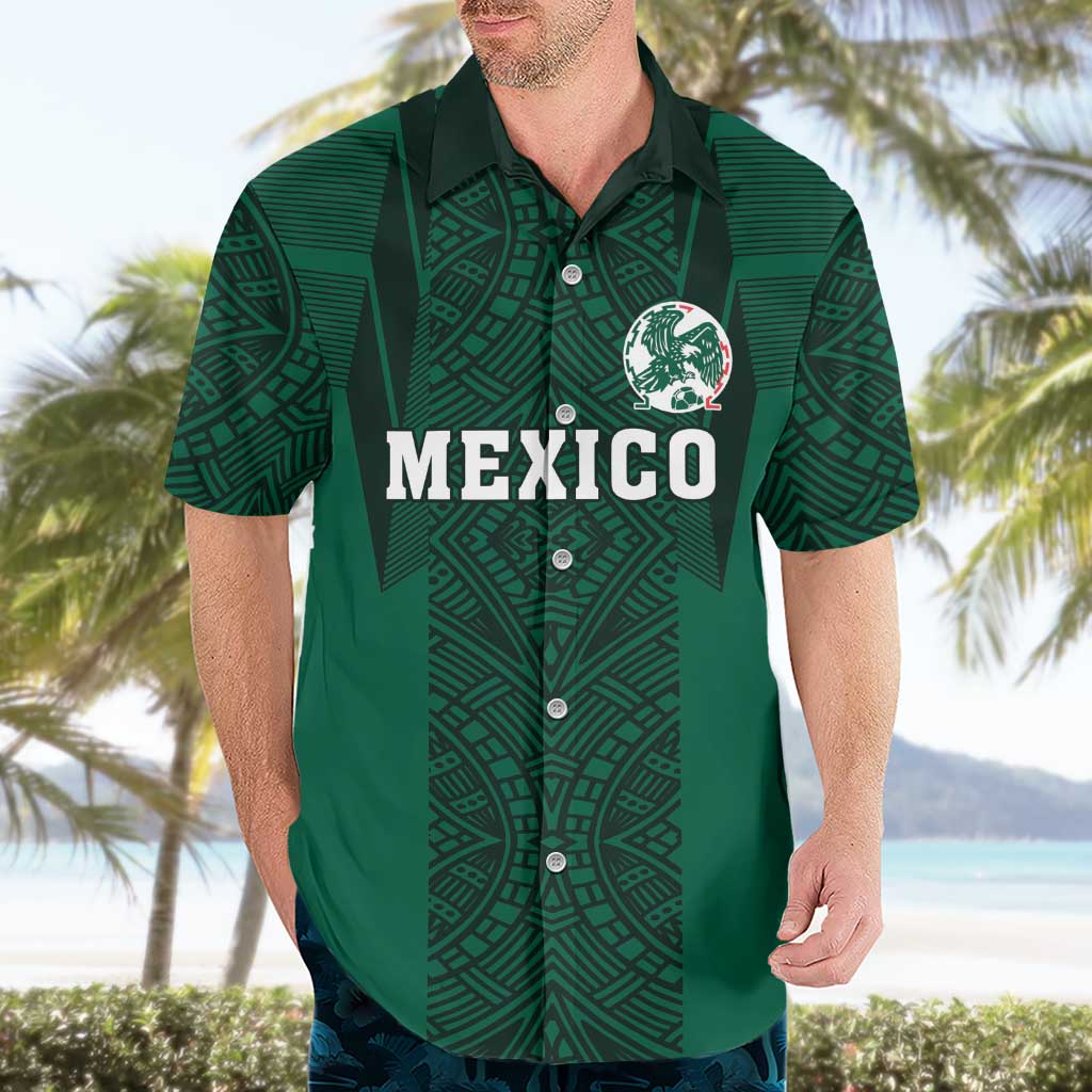 Custom Mexico Football Hawaiian Shirt El Tricolor Go Champions Aztec Pattern