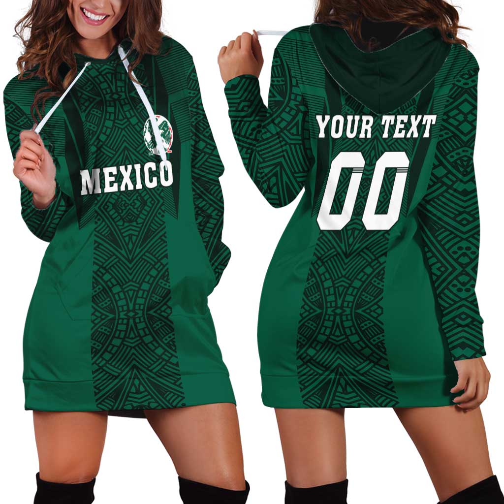 Custom Mexico Football Hoodie Dress El Tricolor Go Champions Aztec Pattern