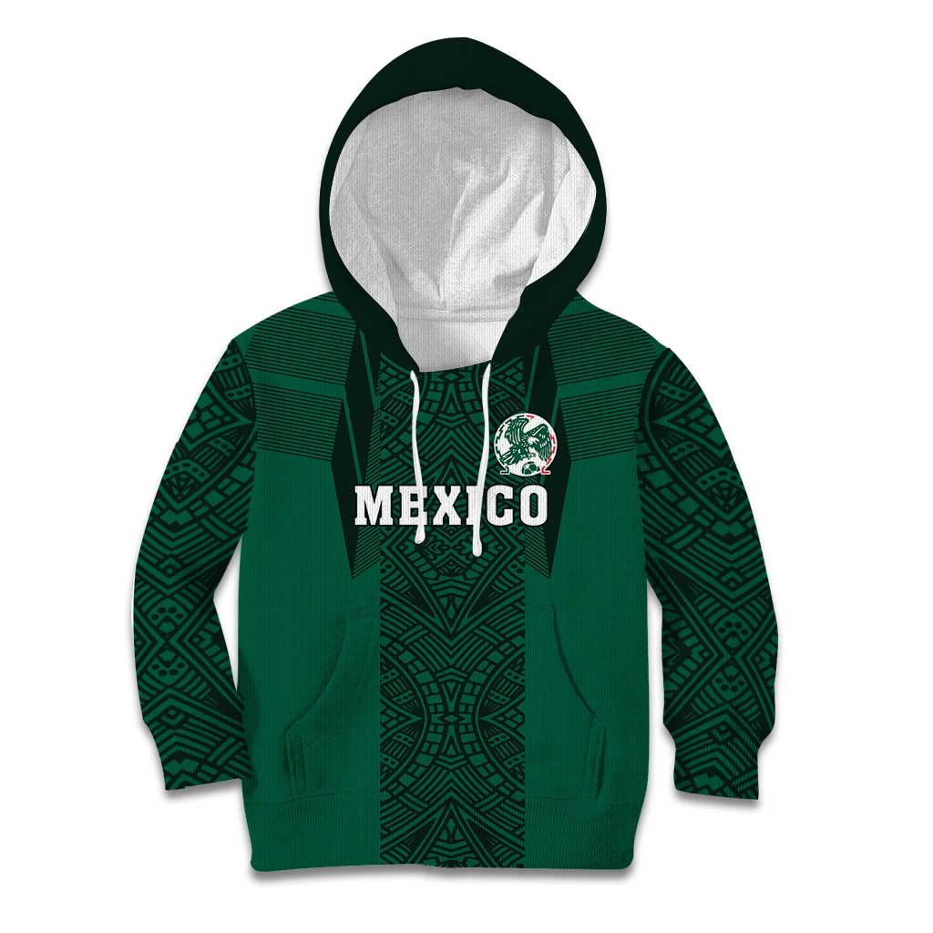Custom Mexico Football Kid Hoodie El Tricolor Go Champions Aztec Pattern