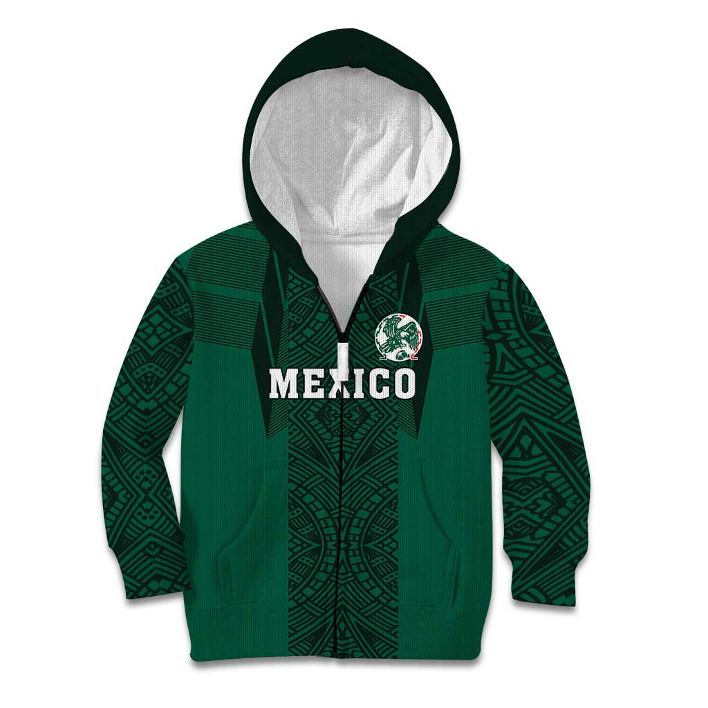 Custom Mexico Football Kid Hoodie El Tricolor Go Champions Aztec Pattern